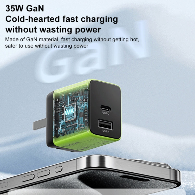 WK WP-U36 35W USB-C / Type-C, USB GaN Fast Charger, Plug Type:EU Plug(Green)