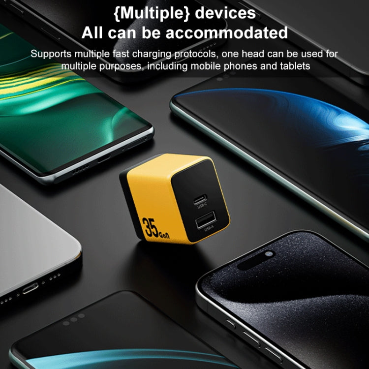 WK WP-U36 35W USB-C / Type-C, USB GaN Fast Charger, Plug Type:UK Plug(Yellow)