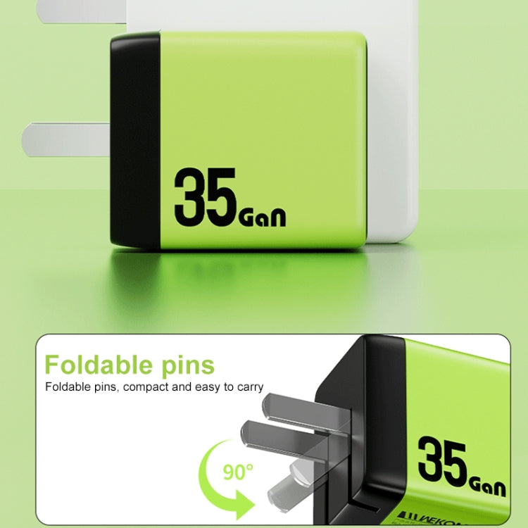WK WP-U36 35W USB-C / Type-C, USB GaN Fast Charger, Plug Type:EU Plug(Green)