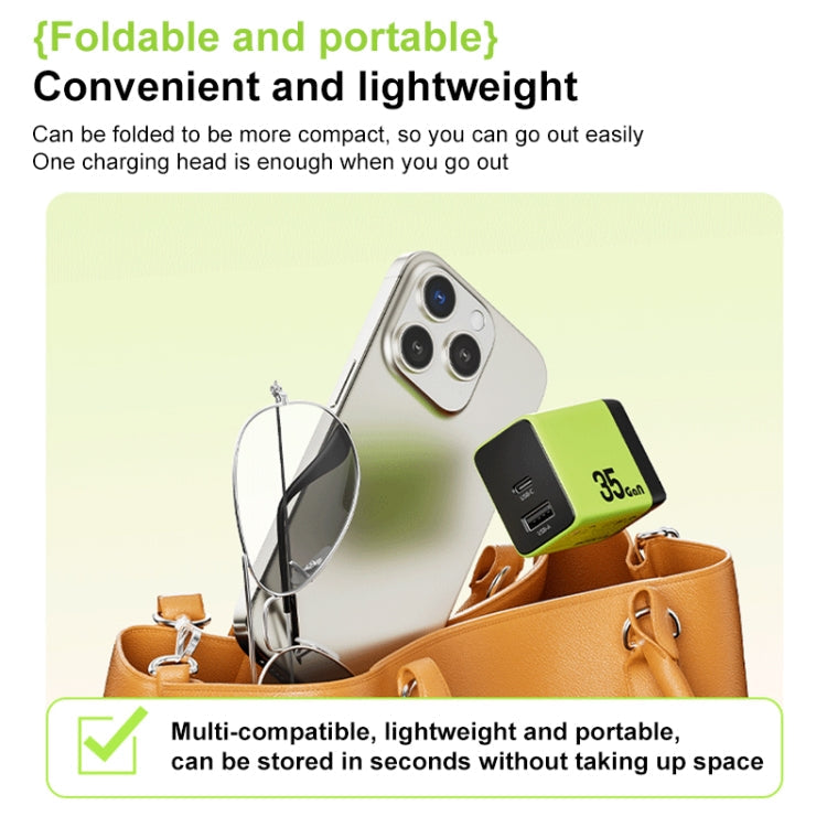 WK WP-U36 35W USB-C / Type-C, USB GaN Fast Charger, Plug Type:EU Plug(Green)