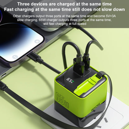 WK WP-U39 65W USB-C / Type-C, USB GaN Fast Charger with 80cm Type-C Cable, Plug Type:EU Plug(Yellow)