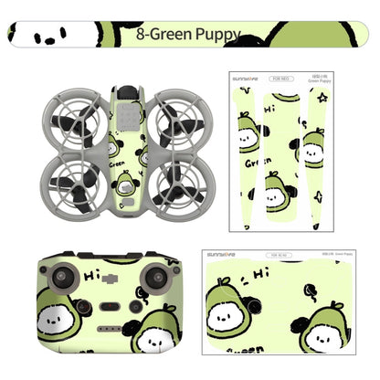 For DJI Neo Drone Body Remote Control Protective Sticker(Green Puppy)