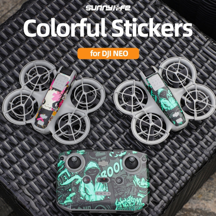 For DJI Neo Drone Body Remote Control Protective Sticker(Green Puppy)