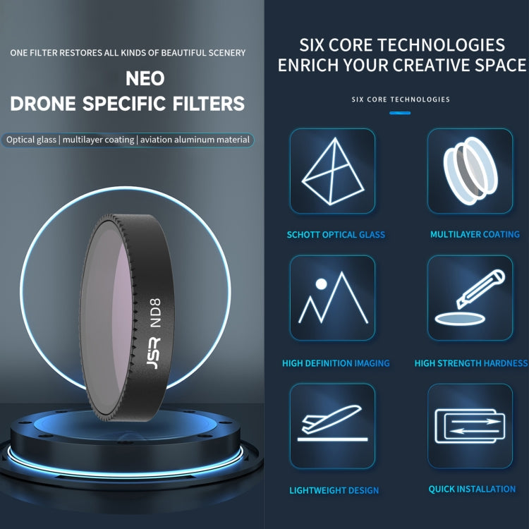 For DJI Neo JSR KB Series Drone Lens Filter, Filter:4 in 1 ND8-64