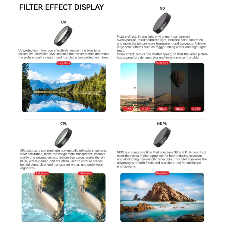 For DJI Neo JSR KB Series Drone Lens Filter, Filter:6 in 1 ND8-64 CPL STAR