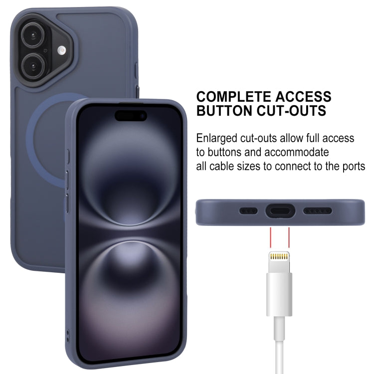 Pour iPhone 16 Coque de téléphone magnétique MagSafe GEBEI Skin Feel (Bleu)