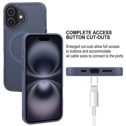 For iPhone 16 Plus GEBEI Skin Feel MagSafe Magnetic Phone Case(Blue)