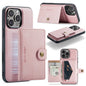 For iPhone 16 Pro JEEHOOD J01 Retro Magnetic Detachable Wallet Phone Case(Pink)
