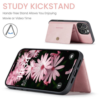 For iPhone 16 Pro JEEHOOD J01 Retro Magnetic Detachable Wallet Phone Case(Pink)