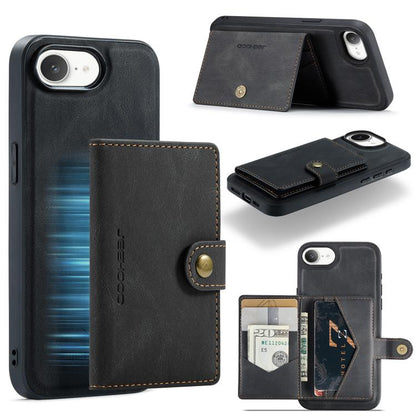 For iPhone 17e / 16e JEEHOOD J01 Retro Magnetic Detachable Wallet Phone Case(Black)
