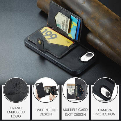 For iPhone 17e / 16e JEEHOOD J01 Retro Magnetic Detachable Wallet Phone Case(Black)