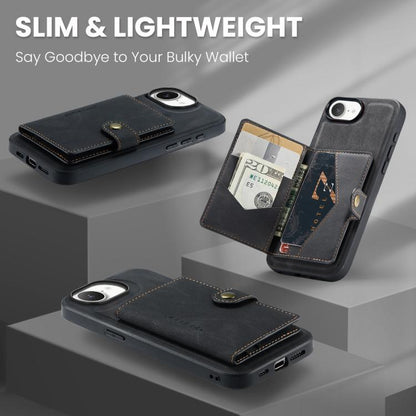 For iPhone 17e / 16e JEEHOOD J01 Retro Magnetic Detachable Wallet Phone Case(Black)