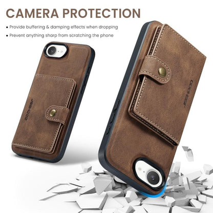 For iPhone 17e / 16e JEEHOOD J01 Retro Magnetic Detachable Wallet Phone Case(Brown)