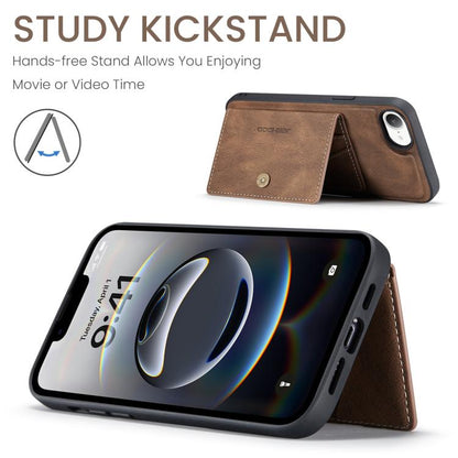 For iPhone 17e / 16e JEEHOOD J01 Retro Magnetic Detachable Wallet Phone Case(Brown)