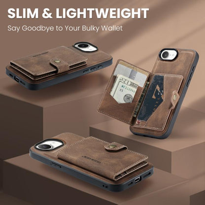 For iPhone 17e / 16e JEEHOOD J01 Retro Magnetic Detachable Wallet Phone Case(Brown)