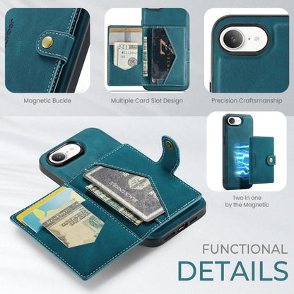 For iPhone 17e / 16e JEEHOOD J01 Retro Magnetic Detachable Wallet Phone Case(Blue)