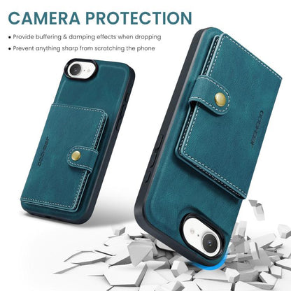 For iPhone 17e / 16e JEEHOOD J01 Retro Magnetic Detachable Wallet Phone Case(Blue)