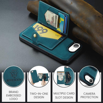 For iPhone 17e / 16e JEEHOOD J01 Retro Magnetic Detachable Wallet Phone Case(Blue)