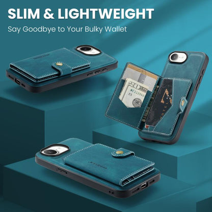 For iPhone 17e / 16e JEEHOOD J01 Retro Magnetic Detachable Wallet Phone Case(Blue)