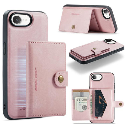For iPhone 17e / 16e JEEHOOD J01 Retro Magnetic Detachable Wallet Phone Case(Pink)