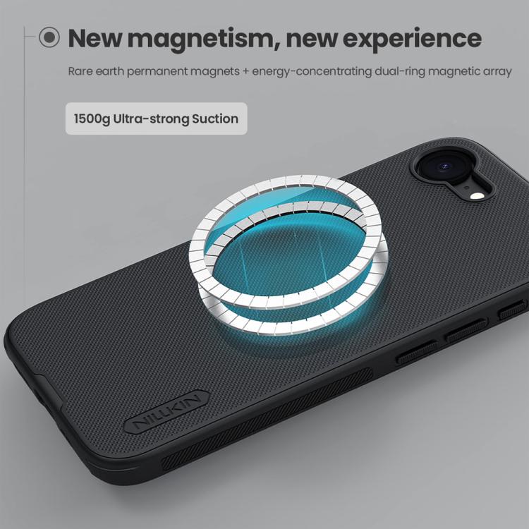 Pour iPhone 16e NILLKIN Frosted Shield Pro Magnetic Magsafe Coque de Téléphone (Noir)