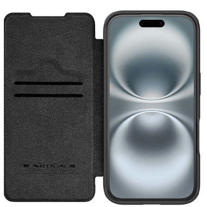 For iPhone 16 NILLKIN Qin Prop Series Flip Camera Cover Design Leather Phone Case(Black)