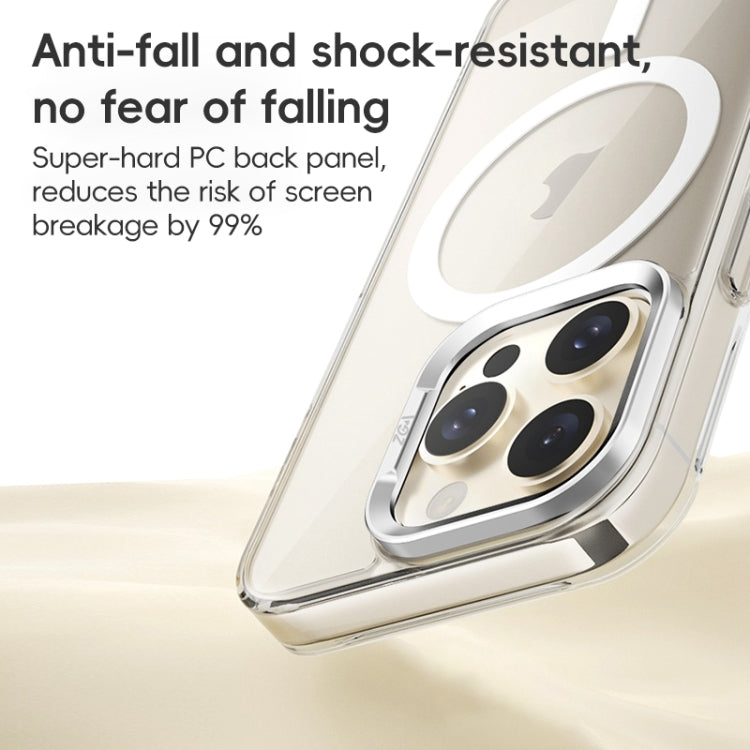 For iPhone 16 ZGA Magsafe Clear PC Tempered Glass Phone Case(Transparent)