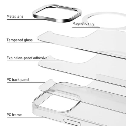 For iPhone 16 Plus ZGA Magsafe Clear PC Tempered Glass Phone Case(Transparent)