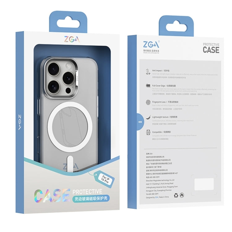 For iPhone 16 Plus ZGA Magsafe Clear PC Tempered Glass Phone Case(Transparent)