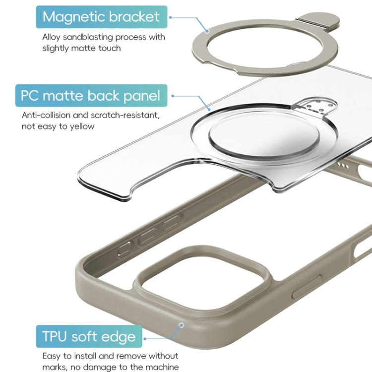 For iPhone 16 Pro Max ZGA Magsafe Holder PC Hybrid TPU Phone Case(Black)