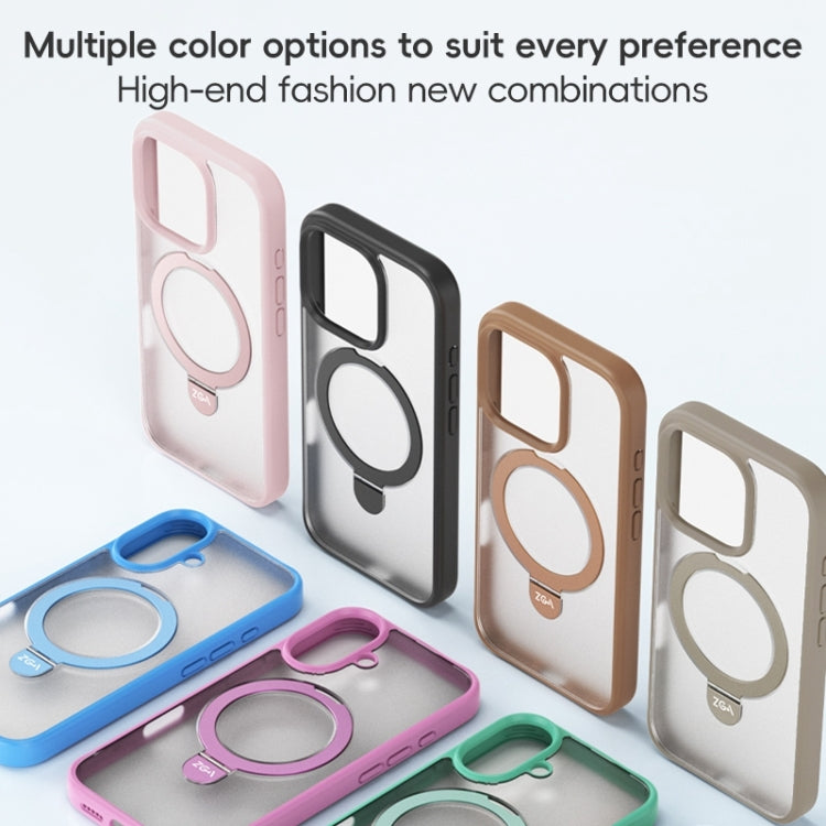 For iPhone 16 Pro Max ZGA Magsafe Holder PC Hybrid TPU Phone Case(Black)