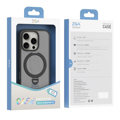 For iPhone 16 Pro Max ZGA Magsafe Holder PC Hybrid TPU Phone Case(Black)