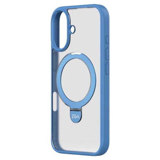 For iPhone 16 Plus ZGA Magsafe Holder PC Hybrid TPU Phone Case(Blue)