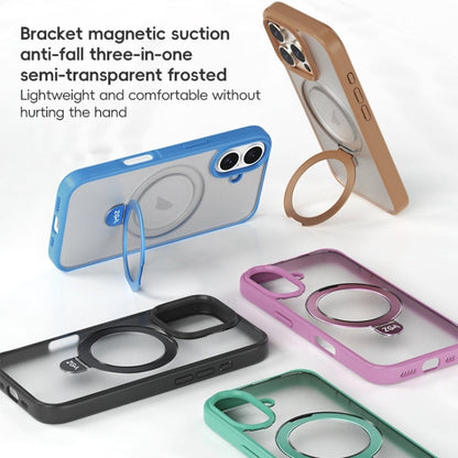 For iPhone 16 ZGA Magsafe Holder PC Hybrid TPU Phone Case(Black)