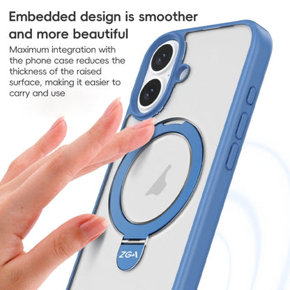 For iPhone 16 ZGA Magsafe Holder PC Hybrid TPU Phone Case(Blue)