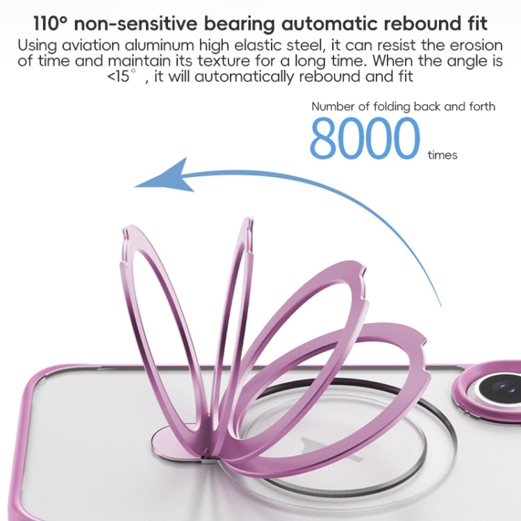 For iPhone 16 ZGA Magsafe Holder PC Hybrid TPU Phone Case(Pink)
