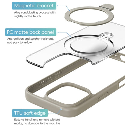 For iPhone 16 ZGA Magsafe Holder PC Hybrid TPU Phone Case(Black)