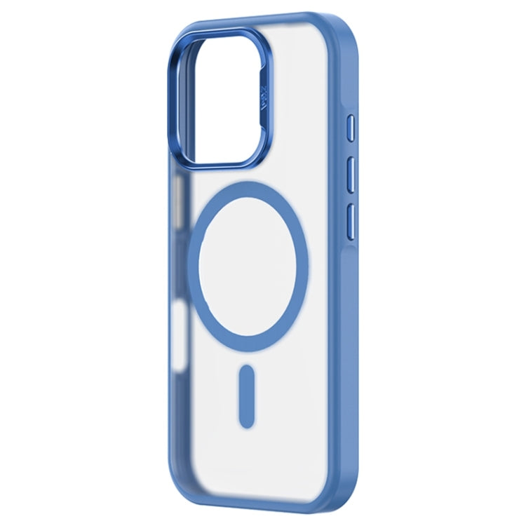 Pour iPhone 16 Plus ZGA Coque de téléphone hybride givrée PC TPU Magsafe (Bleu)