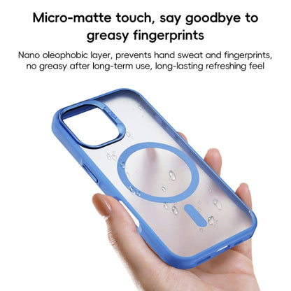 For iPhone 16 ZGA Magsafe Frosted PC Hybrid TPU Phone Case(Blue)