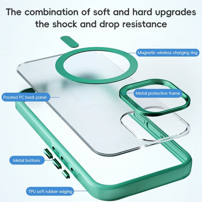 For iPhone 16 ZGA Magsafe Frosted PC Hybrid TPU Phone Case(Blue)