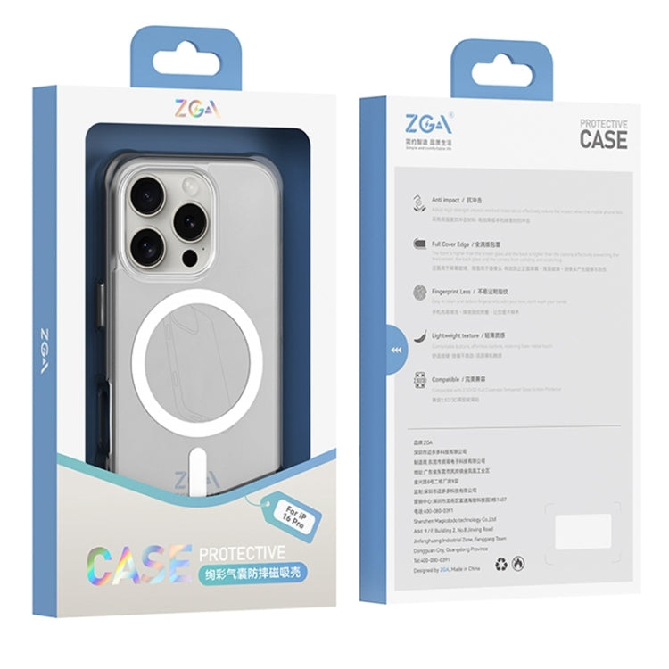 For iPhone 16 Pro ZGA Colorful Airbag Magsafe PC Hybrid TPU Phone Case(Black)