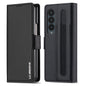 For Samsung Galaxy Z Fold4 LC.IMEEKE L1 Series Frosted Fine Texture PU Phone Case with Pen Slot, Pen Not Included(Black)