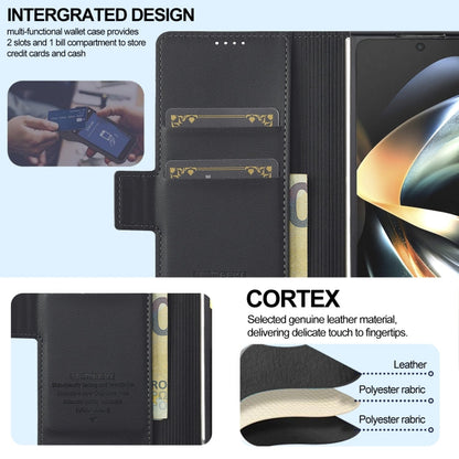 For Samsung Galaxy Z Fold4 LC.IMEEKE L1 Series Frosted Fine Texture PU Phone Case with Pen Slot, Pen Not Included(Black)