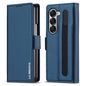 For Samsung Galaxy Z Fold5 LC.IMEEKE L1 Series Frosted Fine Texture PU Phone Case with Pen Slot, Pen Not Included(Blue)