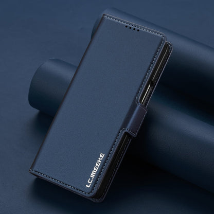 For Samsung Galaxy Z Fold5 LC.IMEEKE L1 Series Frosted Fine Texture PU Phone Case with Pen Slot, Pen Not Included(Blue)