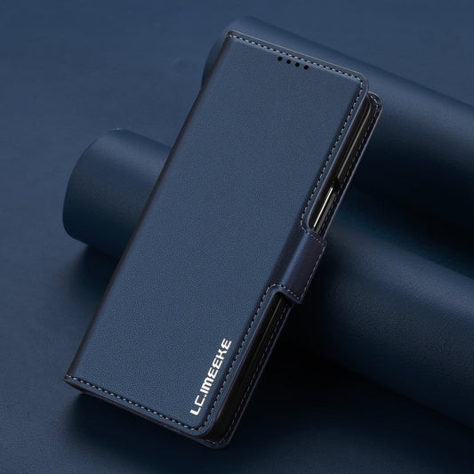 For Samsung Galaxy Z Fold5 LC.IMEEKE L1 Series Frosted Fine Texture PU Phone Case with Pen Slot, Pen Not Included(Blue)