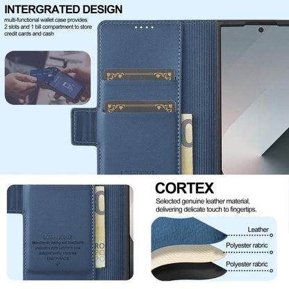 For Samsung Galaxy Z Fold5 LC.IMEEKE L1 Series Frosted Fine Texture PU Phone Case with Pen Slot, Pen Not Included(Blue)