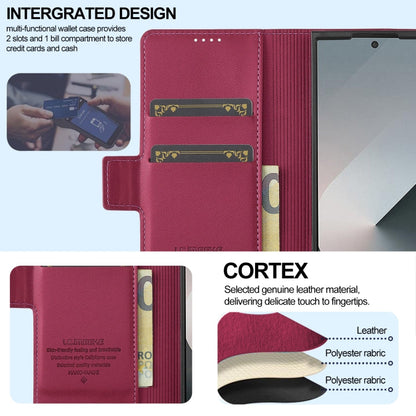 For Samsung Galaxy Z Fold5 LC.IMEEKE L1 Series Frosted Fine Texture PU Phone Case with Pen Slot, Pen Not Included(Red)