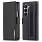 For Samsung Galaxy Z Fold6 LC.IMEEKE L1 Series Frosted Fine Texture PU Phone Case with Pen Slot, Pen Not Included(Black)