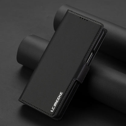 For Samsung Galaxy Z Fold6 LC.IMEEKE L1 Series Frosted Fine Texture PU Phone Case with Pen Slot, Pen Not Included(Black)